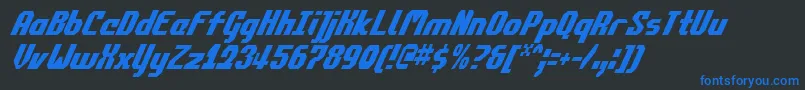 CommonwealthCondensedItalic Font – Blue Fonts on Black Background
