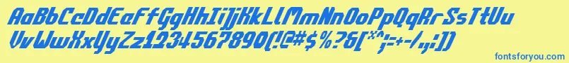 CommonwealthCondensedItalic Font – Blue Fonts on Yellow Background