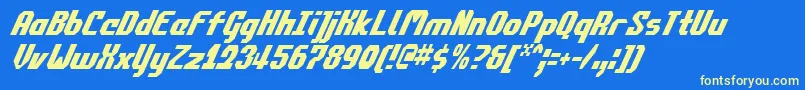 CommonwealthCondensedItalic Font – Yellow Fonts on Blue Background