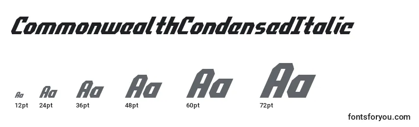 CommonwealthCondensedItalic Font Sizes
