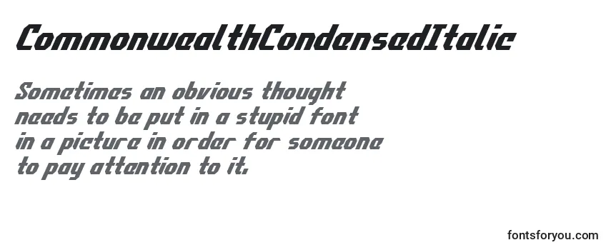 CommonwealthCondensedItalic Font
