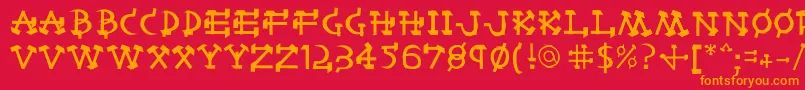 フォントCastro – 赤い背景にオレンジの文字