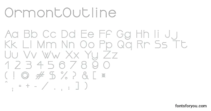 A fonte OrmontOutline (86824) – alfabeto, números, caracteres especiais