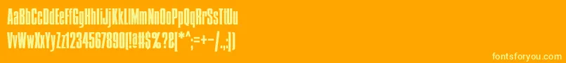 Weitere Informationen zur Condens-Schriftart Condens-Schriftart – Gelbe Schriften auf orangefarbenem Hintergrund