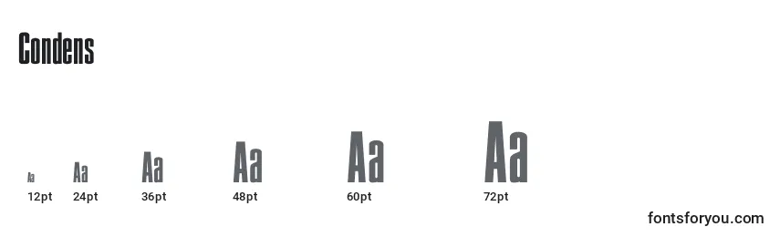 Condens Font Sizes