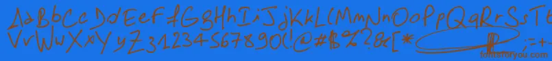 Weitere Informationen zur Samdam-Schriftart Samdam-Schriftart – Braune Schriften auf blauem Hintergrund
