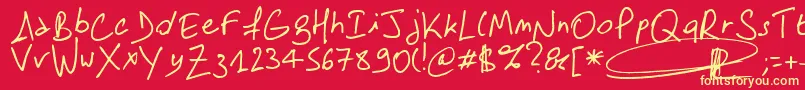 Samdam Font – Yellow Fonts on Red Background
