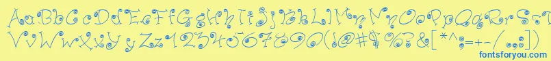 PfswingerSlim Font – Blue Fonts on Yellow Background