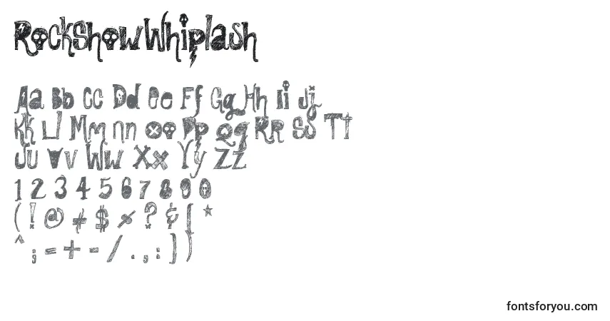 RockShowWhiplash Font – alphabet, numbers, special characters