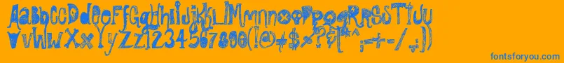 RockShowWhiplash-Schriftart – Blaue Schriften auf orangefarbenem Hintergrund