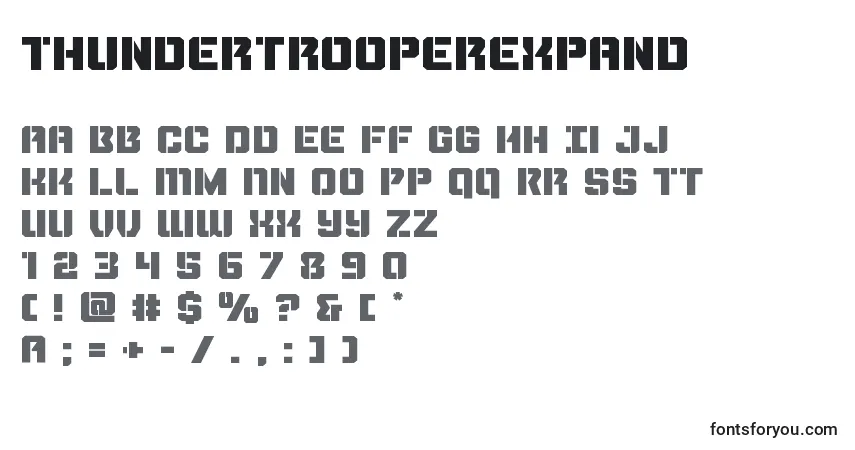 Schriftart Thundertrooperexpand – Alphabet, Zahlen, spezielle Symbole