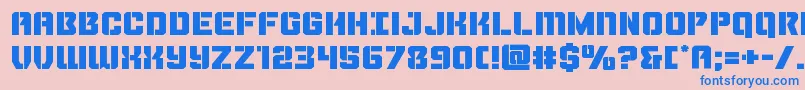 Thundertrooperexpand-Schriftart – Blaue Schriften auf rosa Hintergrund