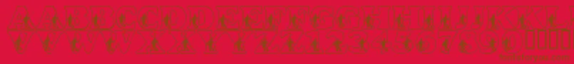 フォントLmsSlalomScript – 赤い背景に茶色の文字