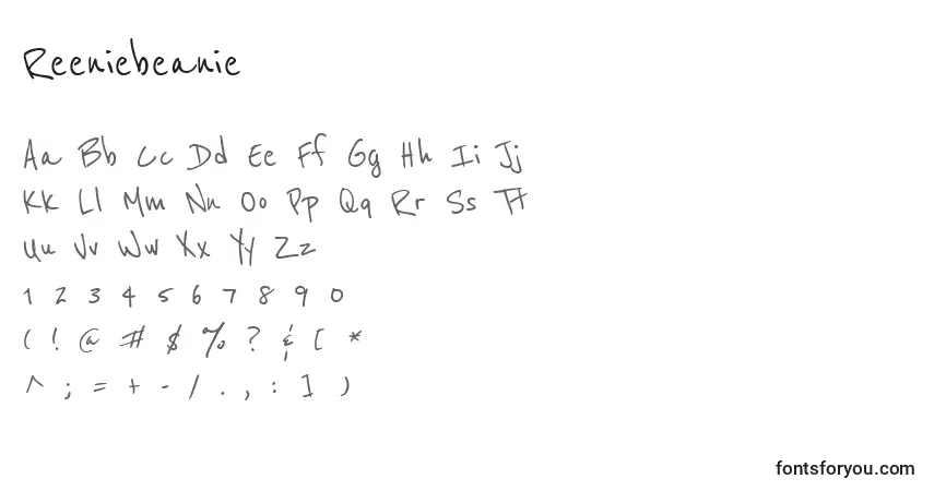 A fonte Reeniebeanie – alfabeto, números, caracteres especiais