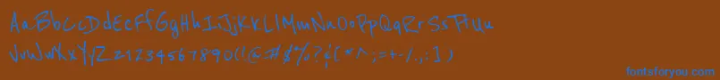 Reeniebeanie-Schriftart – Blaue Schriften auf braunem Hintergrund