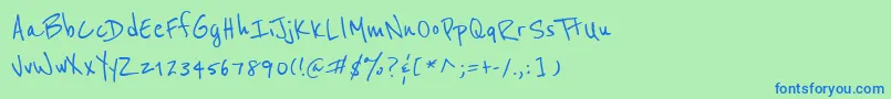 Reeniebeanie-Schriftart – Blaue Schriften auf grünem Hintergrund