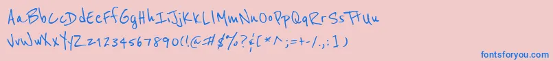 フォントReeniebeanie – ピンクの背景に青い文字