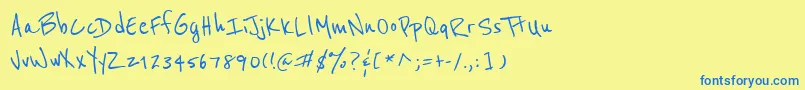 Reeniebeanie-Schriftart – Blaue Schriften auf gelbem Hintergrund