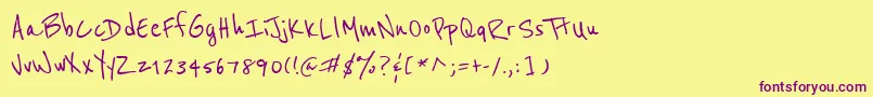 Шрифт Reeniebeanie – фиолетовые шрифты на жёлтом фоне