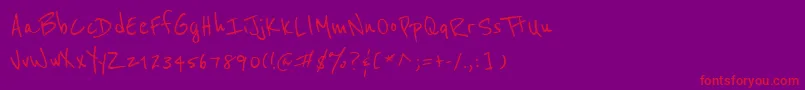 Reeniebeanie-Schriftart – Rote Schriften auf violettem Hintergrund