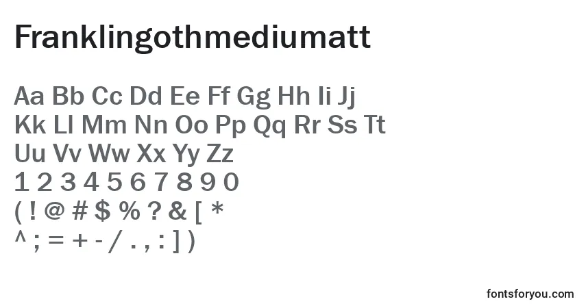 A fonte Franklingothmediumatt – alfabeto, números, caracteres especiais