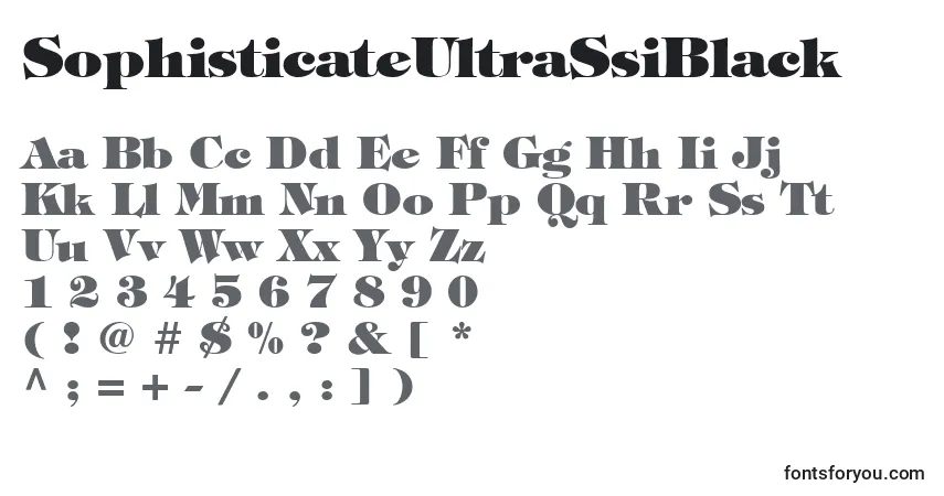 A fonte SophisticateUltraSsiBlack – alfabeto, números, caracteres especiais