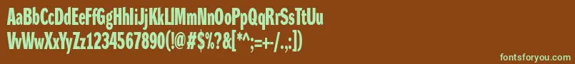 DynagroteskdxcBold-fontti – vihreät fontit ruskealla taustalla