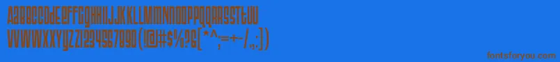 フォントTriac71 – 茶色の文字が青い背景にあります。
