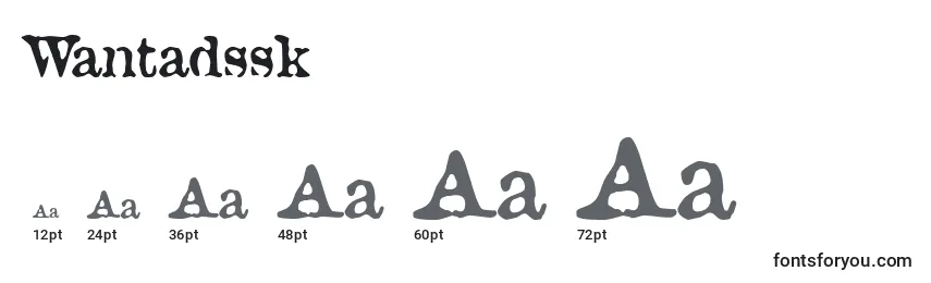 Размеры шрифта Wantadssk