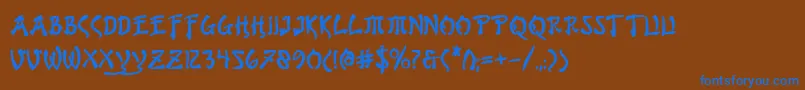 Bushidob Font – Blue Fonts on Brown Background