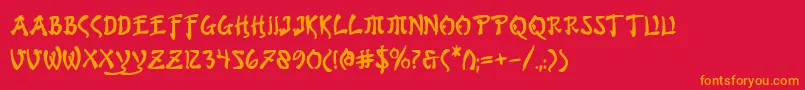 Bushidob Font – Orange Fonts on Red Background