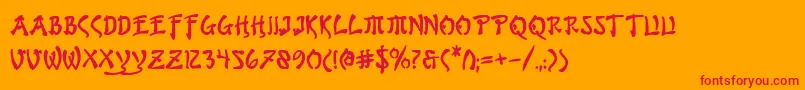 Bushidob Font – Red Fonts on Orange Background