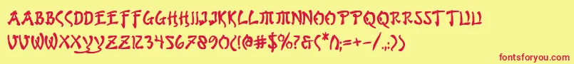 Bushidob Font – Red Fonts on Yellow Background