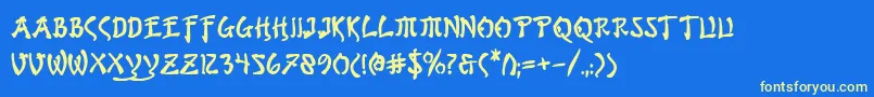 Bushidob-Schriftart – Gelbe Schriften auf blauem Hintergrund
