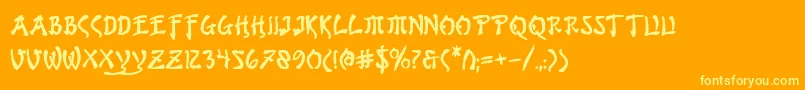 Bushidob Font – Yellow Fonts on Orange Background