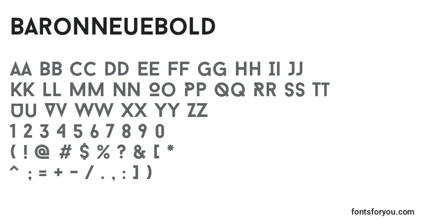 Шрифт BaronNeueBold – алфавит, цифры, специальные символы
