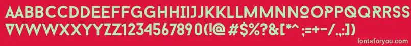 フォントBaronNeueBold – 赤い背景に緑の文字