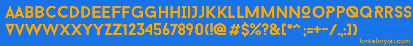 フォントBaronNeueBold – オレンジ色の文字が青い背景にあります。