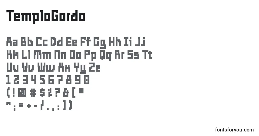 Fuente TemploGordo - alfabeto, números, caracteres especiales