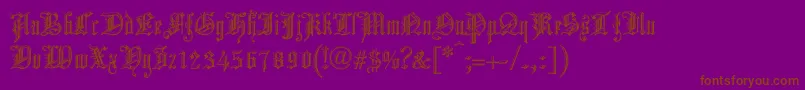 ChurchTextShaded-Schriftart – Braune Schriften auf violettem Hintergrund