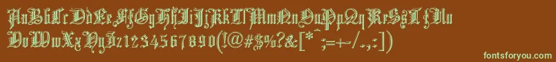 ChurchTextShaded-fontti – vihreät fontit ruskealla taustalla