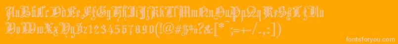 ChurchTextShaded-Schriftart – Rosa Schriften auf orangefarbenem Hintergrund