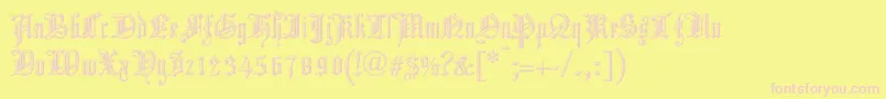 ChurchTextShaded-fontti – vaaleanpunaiset fontit keltaisella taustalla