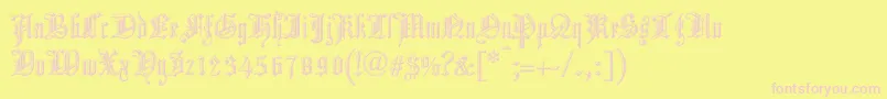 ChurchTextShaded-Schriftart – Rosa Schriften auf gelbem Hintergrund