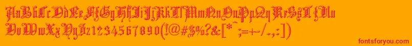 ChurchTextShaded-Schriftart – Rote Schriften auf orangefarbenem Hintergrund