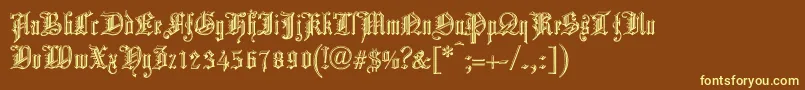 ChurchTextShaded-fontti – keltaiset fontit ruskealla taustalla