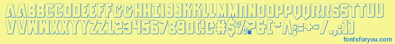 Anitlles3D-Schriftart – Blaue Schriften auf gelbem Hintergrund