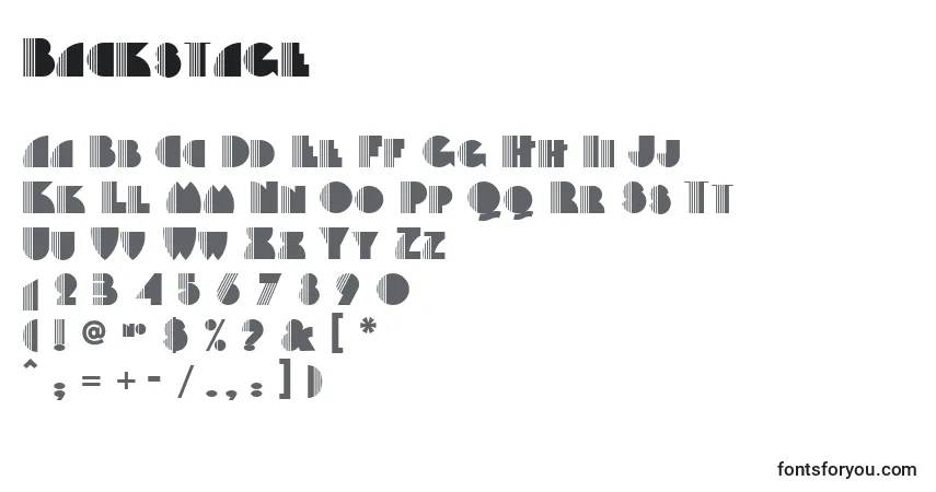 Backstage Font – alphabet, numbers, special characters