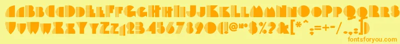 フォントBackstage – オレンジの文字が黄色の背景にあります。