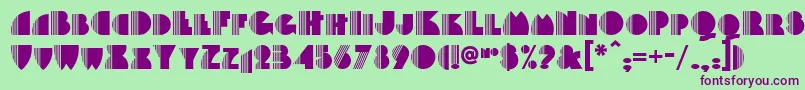 Backstage-fontti – violetit fontit vihreällä taustalla